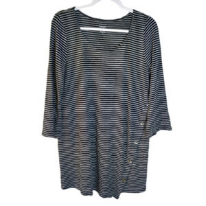 J. Jill Pure Jill Asymmetric Button Tunic Top Striped Scoop Neck Medium